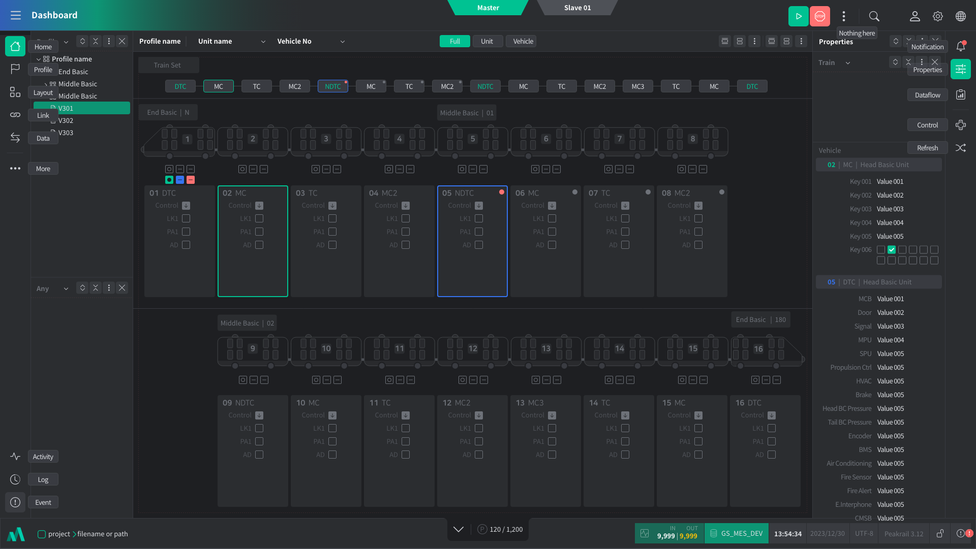 TCMS 시뮬레이터 대시보드